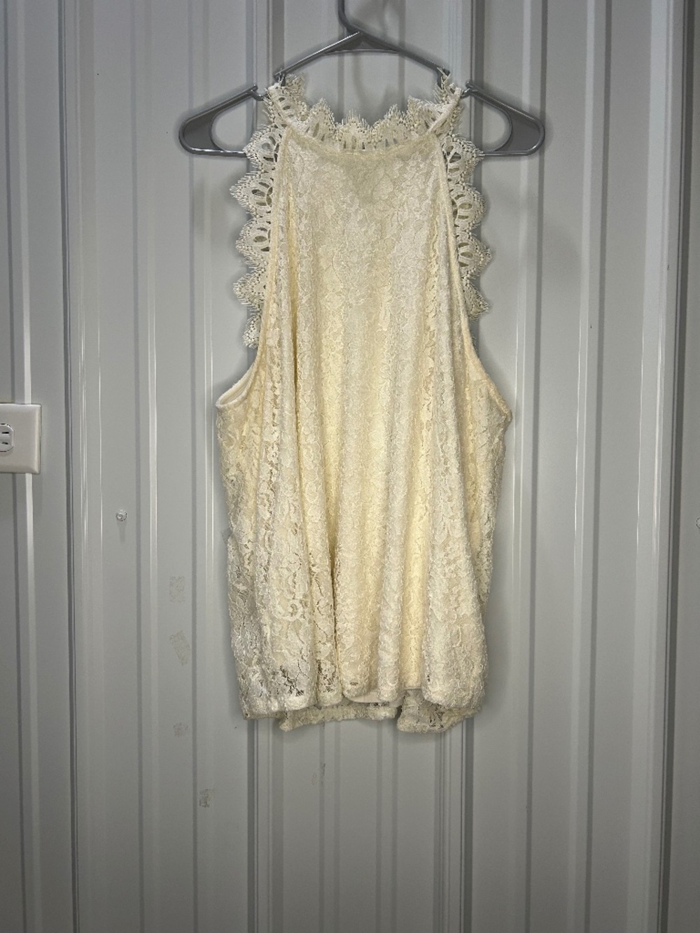White, off white lace tank top.
